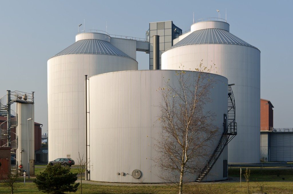 Silos in an industrial plant