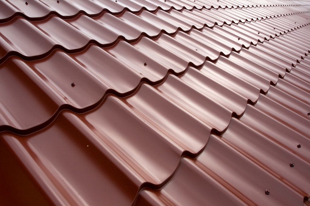 Red metal tile roofing